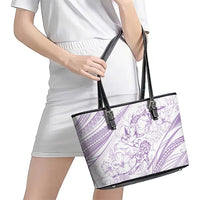 Sharks Couple Dreamy Polynesians Floral Sea Leather Tote Bag Lilac - Polynesian Pride