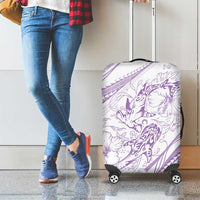 Sharks Couple Dreamy Polynesians Floral Sea Luggage Cover Lilac - Polynesian Pride