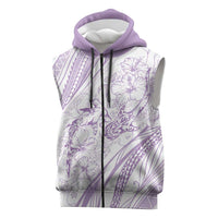 Sharks Couple Dreamy Polynesians Floral Sea Sleeveless Zip Hoodie Lilac LT7 Lilac - Polynesian Pride