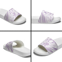 Sharks Couple Dreamy Polynesians Floral Sea Slide Sandals Lilac - Polynesian Pride