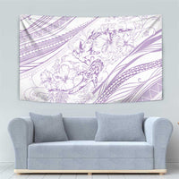 Sharks Couple Dreamy Polynesians Floral Sea Tapestry Lilac - Polynesian Pride