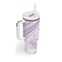 Sharks Couple Dreamy Polynesians Floral Sea Tumbler With Handle Lilac - Polynesian Pride