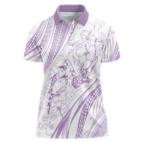 Sharks Couple Dreamy Polynesians Floral Sea Women Polo Shirt Lilac - Polynesian Pride