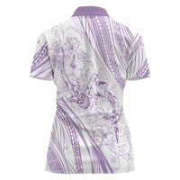 Sharks Couple Dreamy Polynesians Floral Sea Women Polo Shirt Lilac - Polynesian Pride