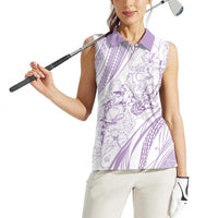 Sharks Couple Dreamy Polynesians Floral Sea Women Sleeveless Polo Shirt Lilac - Polynesian Pride