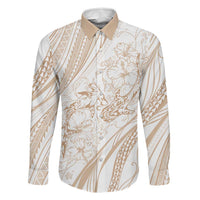 Sharks Couple Dreamy Polynesians Floral Sea Family Matching Off Shoulder Short Dress and Hawaiian Shirt Hazel - Polynesian Pride