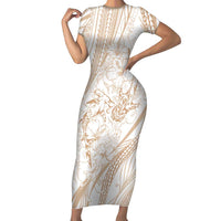 Sharks Couple Dreamy Polynesians Floral Sea Family Matching Short Sleeve Bodycon Dress and Hawaiian Shirt Hazel - Polynesian Pride