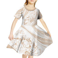 Sharks Couple Dreamy Polynesians Floral Sea Kid Short Sleeve Dress Hazel LT7 - Polynesian Pride