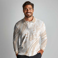 Sharks Couple Dreamy Polynesians Floral Sea Long Sleeve Polo Shirt Hazel LT7 - Polynesian Pride