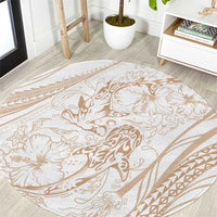 Sharks Couple Dreamy Polynesians Floral Sea Round Carpet Hazel - Polynesian Pride