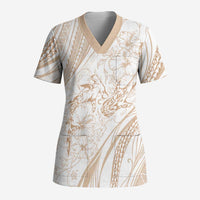 Sharks Couple Dreamy Polynesians Floral Sea Scrub Top Hazel LT7 Adult Hazel - Polynesian Pride