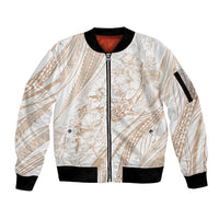 Sharks Couple Dreamy Polynesians Floral Sea Sleeve Zip Bomber Jacket Hazel - Polynesian Pride