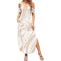 Sharks Couple Dreamy Polynesians Floral Sea Summer Maxi Dress Hazel LT7 Women Hazel - Polynesian Pride