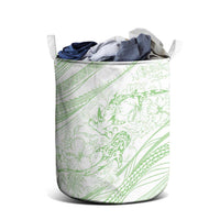 Sharks Couple Dreamy Polynesians Floral Sea Laundry Basket Emerald LT7 - Polynesian Pride
