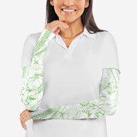 Sharks Couple Dreamy Polynesians Floral Sea Arm Sleeves Emerald LT7 - Polynesian Pride