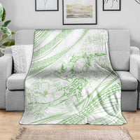 Sharks Couple Dreamy Polynesians Floral Sea Blanket Emerald - Polynesian Pride