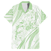 Sharks Couple Dreamy Polynesians Floral Sea Family Matching Off Shoulder Maxi Dress and Hawaiian Shirt Emerald - Polynesian Pride