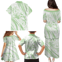 Sharks Couple Dreamy Polynesians Floral Sea Family Matching Puletasi and Hawaiian Shirt Emerald - Polynesian Pride