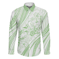 Sharks Couple Dreamy Polynesians Floral Sea Family Matching Short Sleeve Bodycon Dress and Hawaiian Shirt Emerald - Polynesian Pride