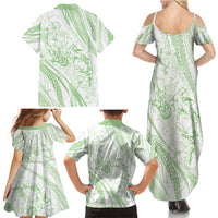 Sharks Couple Dreamy Polynesians Floral Sea Family Matching Summer Maxi Dress and Hawaiian Shirt Emerald - Polynesian Pride