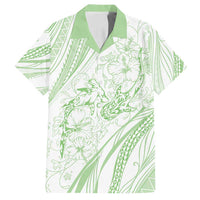 Sharks Couple Dreamy Polynesians Floral Sea Family Matching Summer Maxi Dress and Hawaiian Shirt Emerald - Polynesian Pride