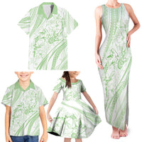 Sharks Couple Dreamy Polynesians Floral Sea Family Matching Tank Maxi Dress and Hawaiian Shirt Emerald - Polynesian Pride