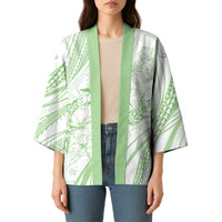 Sharks Couple Dreamy Polynesians Floral Sea Kimono Emerald - Polynesian Pride