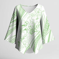 Sharks Couple Dreamy Polynesians Floral Sea Kimono Sleeve Blouse Emerald LT7 Female Emerald - Polynesian Pride