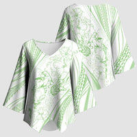 Sharks Couple Dreamy Polynesians Floral Sea Kimono Sleeve Blouse Emerald LT7 - Polynesian Pride