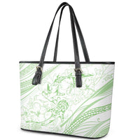 Sharks Couple Dreamy Polynesians Floral Sea Leather Tote Bag Emerald - Polynesian Pride
