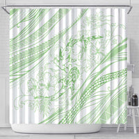 Sharks Couple Dreamy Polynesians Floral Sea Shower Curtain Emerald - Polynesian Pride