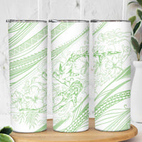 Sharks Couple Dreamy Polynesians Floral Sea Skinny Tumbler Emerald - Polynesian Pride