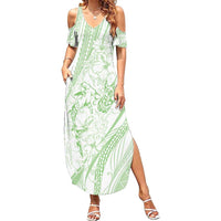 Sharks Couple Dreamy Polynesians Floral Sea Summer Maxi Dress Emerald - Polynesian Pride