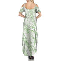Sharks Couple Dreamy Polynesians Floral Sea Summer Maxi Dress Emerald - Polynesian Pride