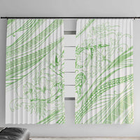 Sharks Couple Dreamy Polynesians Floral Sea Window Curtain Emerald - Polynesian Pride