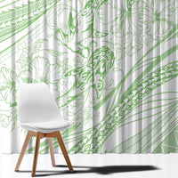 Sharks Couple Dreamy Polynesians Floral Sea Window Curtain Emerald - Polynesian Pride