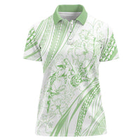 Sharks Couple Dreamy Polynesians Floral Sea Women Polo Shirt Emerald LT7 Female Emerald - Polynesian Pride