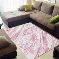 Sharks Couple Dreamy Polynesians Floral Sea Area Rug Pink - Polynesian Pride