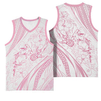 Sharks Couple Dreamy Polynesians Floral Sea Basketball Jersey Pink LT7 - Polynesian Pride