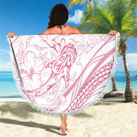 Sharks Couple Dreamy Polynesians Floral Sea Beach Blanket Pink - Polynesian Pride