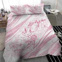 Sharks Couple Dreamy Polynesians Floral Sea Bedding Set Pink - Polynesian Pride
