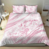 Sharks Couple Dreamy Polynesians Floral Sea Bedding Set Pink - Polynesian Pride