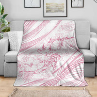 Sharks Couple Dreamy Polynesians Floral Sea Blanket Pink - Polynesian Pride