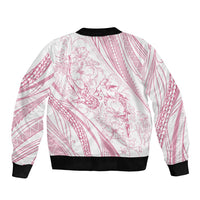Sharks Couple Dreamy Polynesians Floral Sea Bomber Jacket Pink - Polynesian Pride