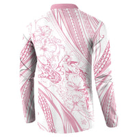 Sharks Couple Dreamy Polynesians Floral Sea Button Sweatshirt Pink - Polynesian Pride