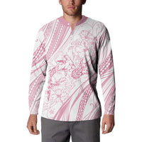 Sharks Couple Dreamy Polynesians Floral Sea Button Sweatshirt Pink - Polynesian Pride