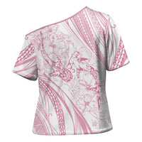 Sharks Couple Dreamy Polynesians Floral Sea Cross Shoulder Shirt Pink LT7 - Polynesian Pride