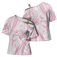 Sharks Couple Dreamy Polynesians Floral Sea Cross Shoulder Shirt Pink LT7 - Polynesian Pride