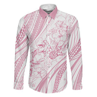 Sharks Couple Dreamy Polynesians Floral Sea Family Matching Mermaid Dress and Hawaiian Shirt Pink - Polynesian Pride