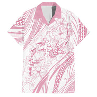 Sharks Couple Dreamy Polynesians Floral Sea Family Matching Off Shoulder Maxi Dress and Hawaiian Shirt Pink - Polynesian Pride
